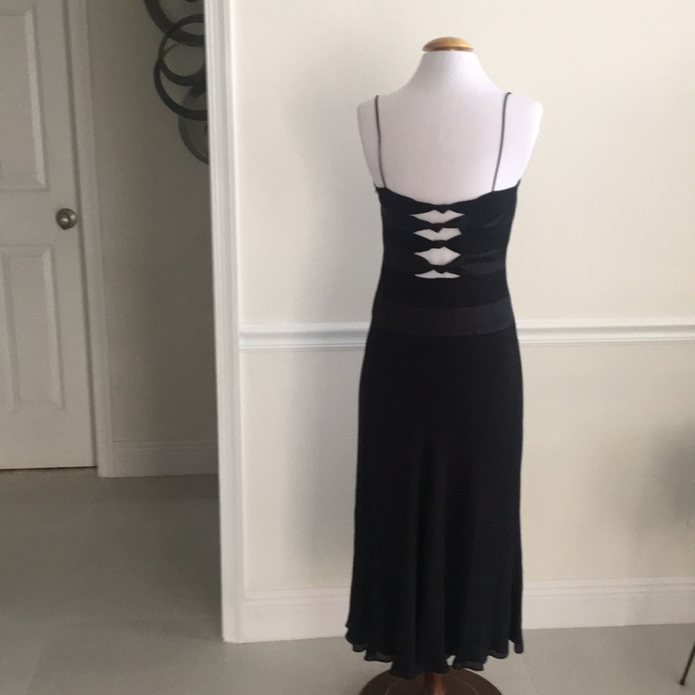 Anne Klein-6-Black Silk dress w/ shawl - Picture 3 of 7